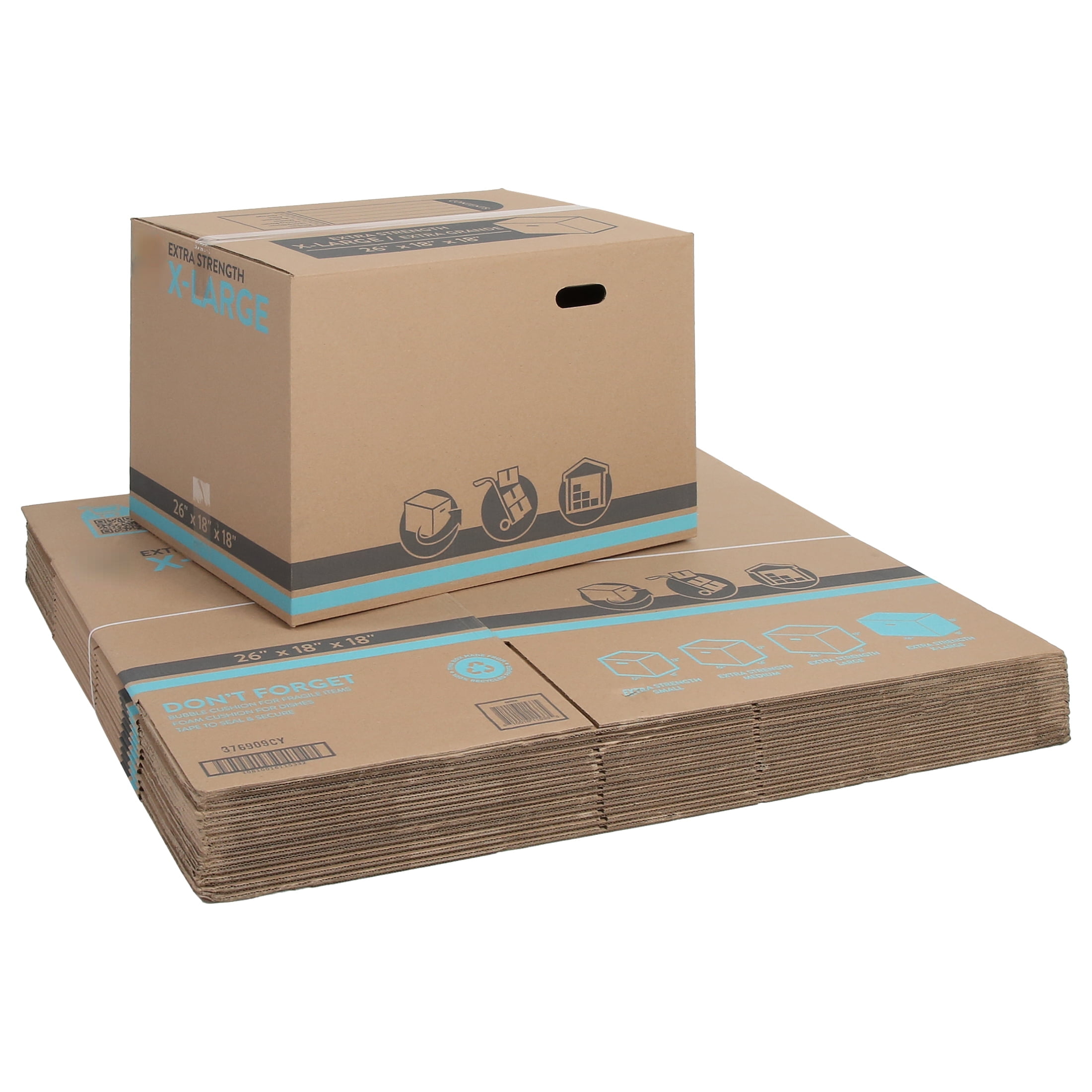 Extra Large Extra Strength Recycled Moving Boxes 26” L x 18” W x 18” H