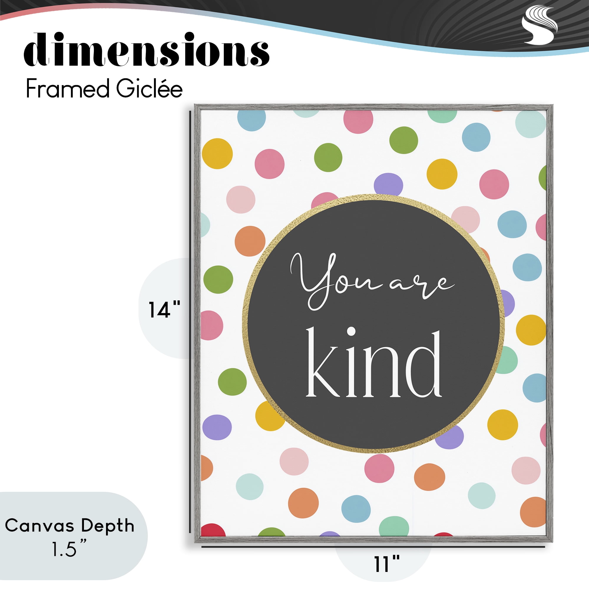 Stupell Industries You Are Kind Polka Dots Gray Framed Giclee Art, design by Christine Simpson Art