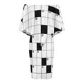 thumbnail image 4 of Crossword Empty Boxes Pattern Women's Off The Shoulder Ruffles Summer Wedding Guest Loose Casual Party Beach Dress, 4 of 9