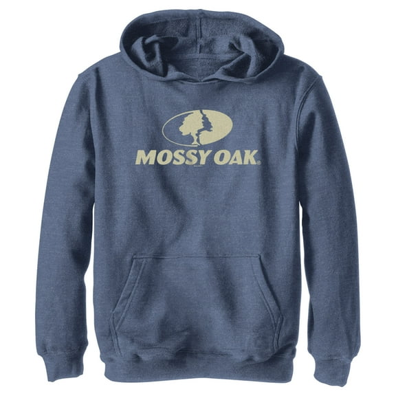 Boy's Mossy Oak Classic Logo Pull Over Hoodie Navy Blue Heather Small