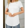 thumbnail image 3 of JYLFC Womens Shirts Summer Crew Neck Shirts Basic Short Sleeve Tshirt Loose Fit Casual Tunic Tops White, L, 3 of 7