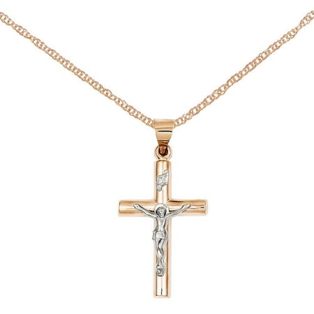 14kt Two-Tone Gold Hollow Crucifix Pendant