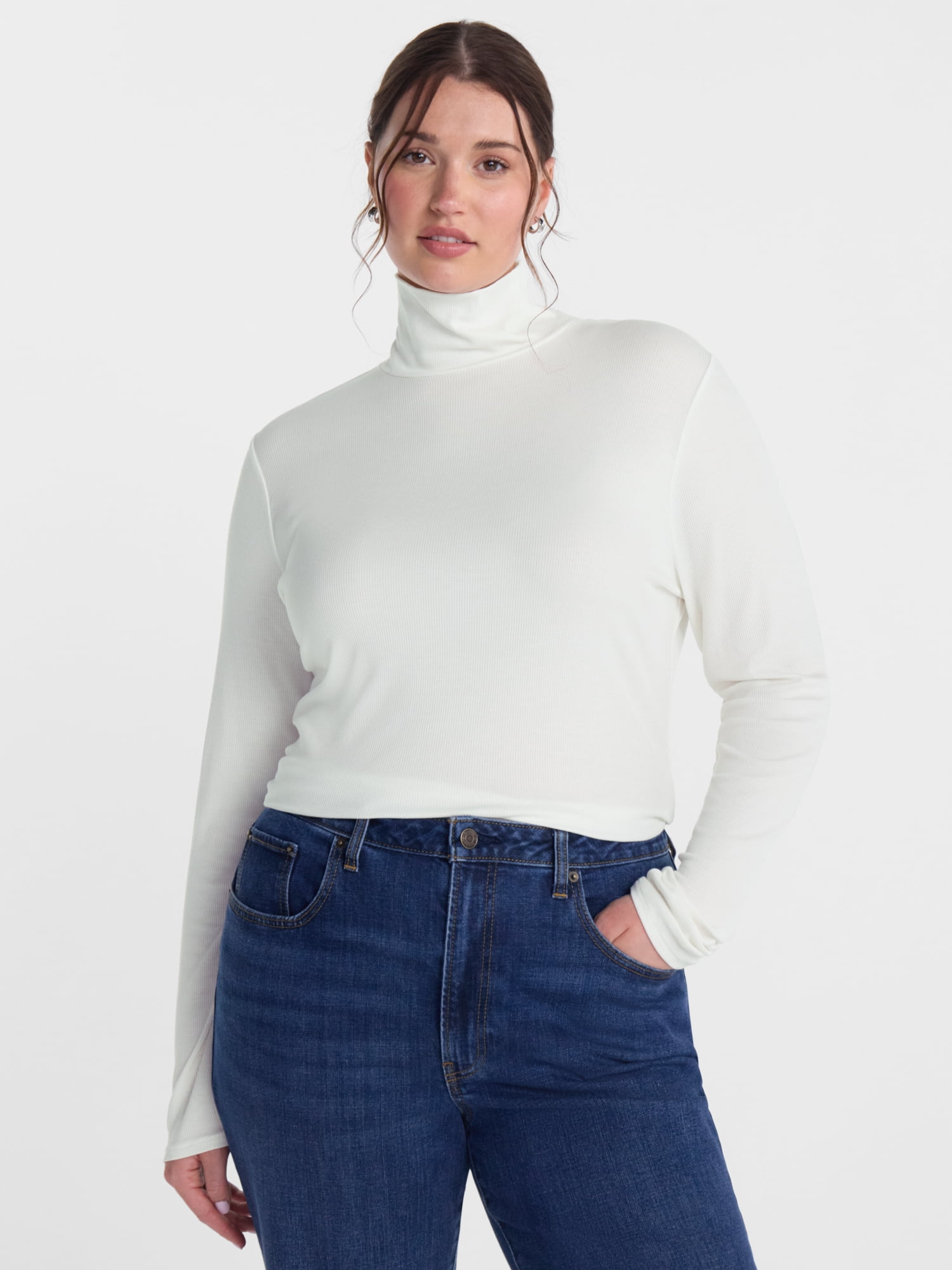 Scenario Women's Turtleneck Top with Long Sleeves, Sizes XS-XXXL