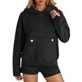thumbnail image 2 of Women's Casual Solid Color Hooded Sweatshirt With Pocket Comfortable Pullover Fleece Hoodie For Everyday Wear Fall Clothes, 2 of 7