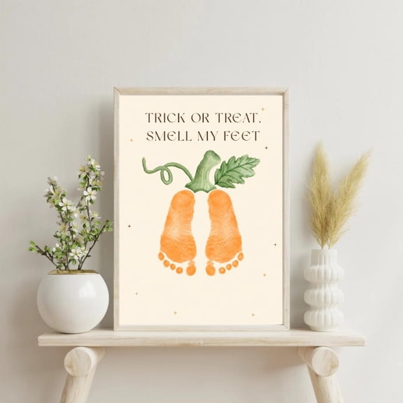 Fall Pumpkin Footprint Wall Art Print