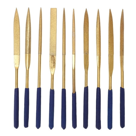 

10Pcs Diamond Files Gold Blue Corrosion Resistance Needle File Set for Metal Glass Stone