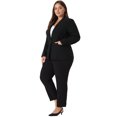 thumbnail image 3 of DARING DIVA Women's Plus Notched Lapel Long Sleeve Office Work Blazer Jacket 2X Black, 3 of 6