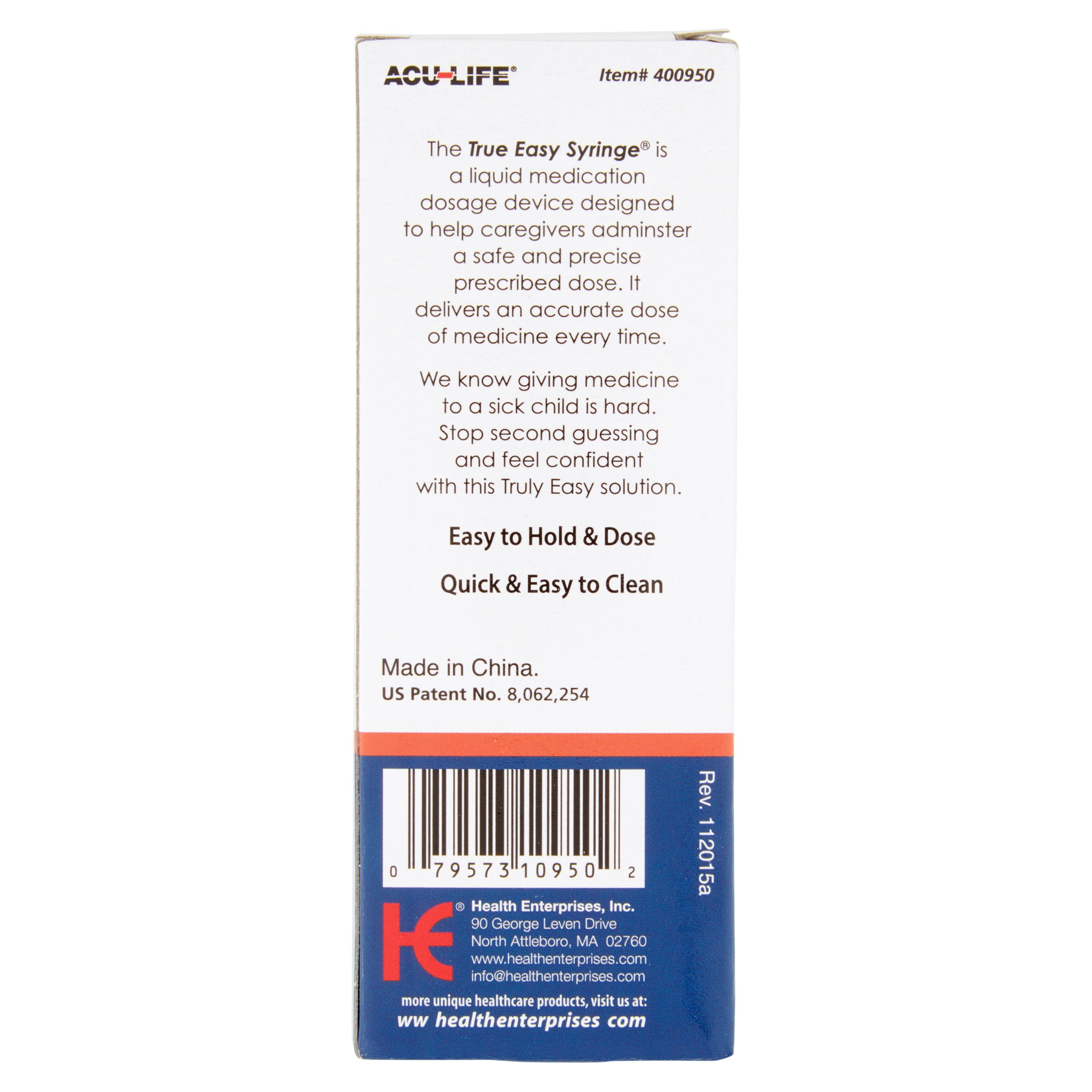 True Easy Medicine Dosing Syringe with Safety Stops, 2 tsp (10 mL)