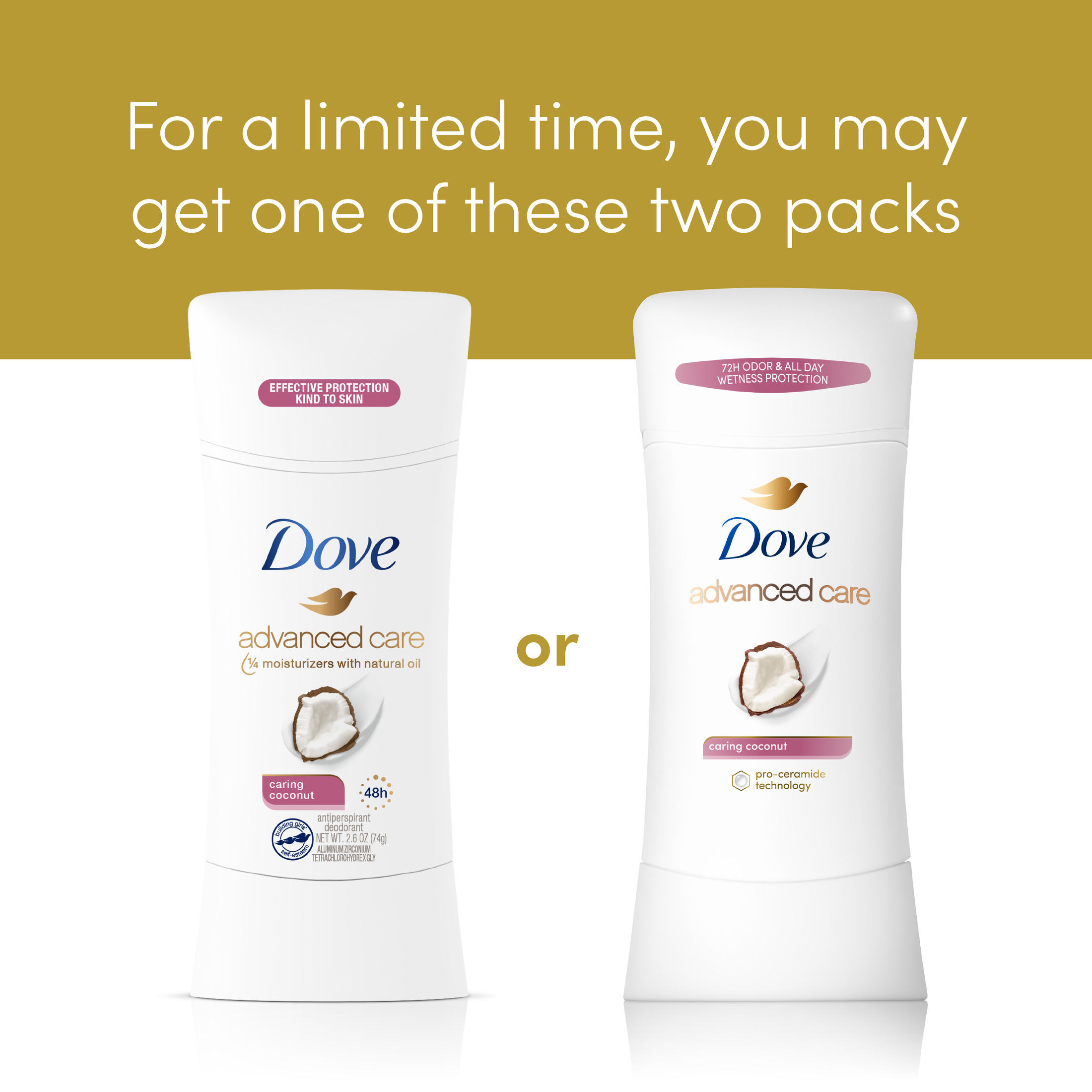 Dove Advanced Care Long Lasting Women's Antiperspirant Deodorant Stick, Caring Coconut, 2.6 oz - image 3 of 9