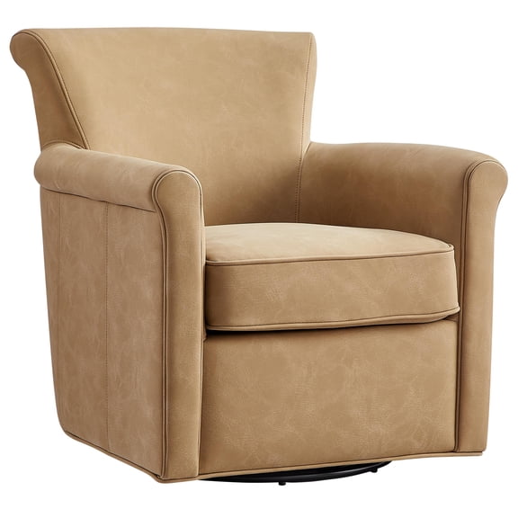 Comfort Pointe Winton Honey Brown Faux Leather Swivel Accent Chair