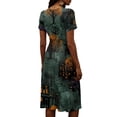 thumbnail image 5 of Halloween Dresses for Women Spider Short Sleeve Pumpkin Cute Wedding Guest Dresses Skeleton V Neck Casual Wrap Dress M, 5 of 5