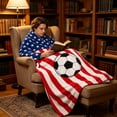 thumbnail image 5 of Twfbrm 4th of July Patriotic Throw Blanket, American Flag and Football Pattern Flannel Blankets, Soft Warm and Lightweight Independence Day Decorative Blankets for Couch, Sofa, Bed, Car, Chair, 5 of 9