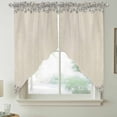 thumbnail image 2 of Blue Flower Swag Curtains for Kitchen/Bedroom/Living Room, Spring Farmhouse Country Floral Plant Beige Scalloped Curtains 63 Inch Long, Window Swag Topper Curtains Valances 2 Panels Set 36"x63", 2 of 8