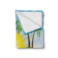 thumbnail image 2 of Beach Soft Flannel Fleece Blanket, Summer Beach Illustration with Sun Rays Tropical Island Abstract Arrangement, Cozy Plush for Indoor and Outdoor Use, 60" x 80", Blue Yellow Green, by Ambesonne, 2 of 5