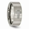 thumbnail image 5 of Titanium Brushed 0.07ct. tw. Diamond Cross Flat Band Size: 10; for Adults and Teens; for Women and Men, 5 of 7