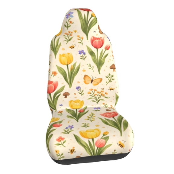 Spring Tulip Floral Car Seat Covers Stretch Car Seat Protectors Universal Fit