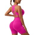 thumbnail image 2 of Two Piece Workout Sets For Women Tank Top Matching High Waist Booty Lifting Shorts Gym Yoga Active Wear Outfits,Quick Dry(Hot Pink,L), 2 of 5
