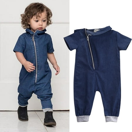 

Qtinghua Infant Toddler Baby Boy Girl Clothes Denim Romper One Piece Long Sleeve Jumpsuit Ziper Bodysuit Outfits Blue 2-3 Years