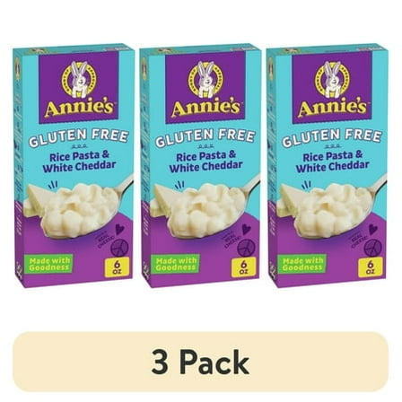(3 pack) Annie's Gluten Free Rice Pasta and White Cheddar, Made with Real Cheese, 6 oz