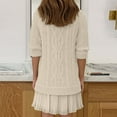 thumbnail image 3 of Kixjoy Sweater Dresses for Women 2025 Cable Knitted Long Sleeve Crew Neck Sweater Thermal Soild Dressy Mini Dresses Patchwork Pleated Winter Mini Dresses, Beige L, 3 of 6