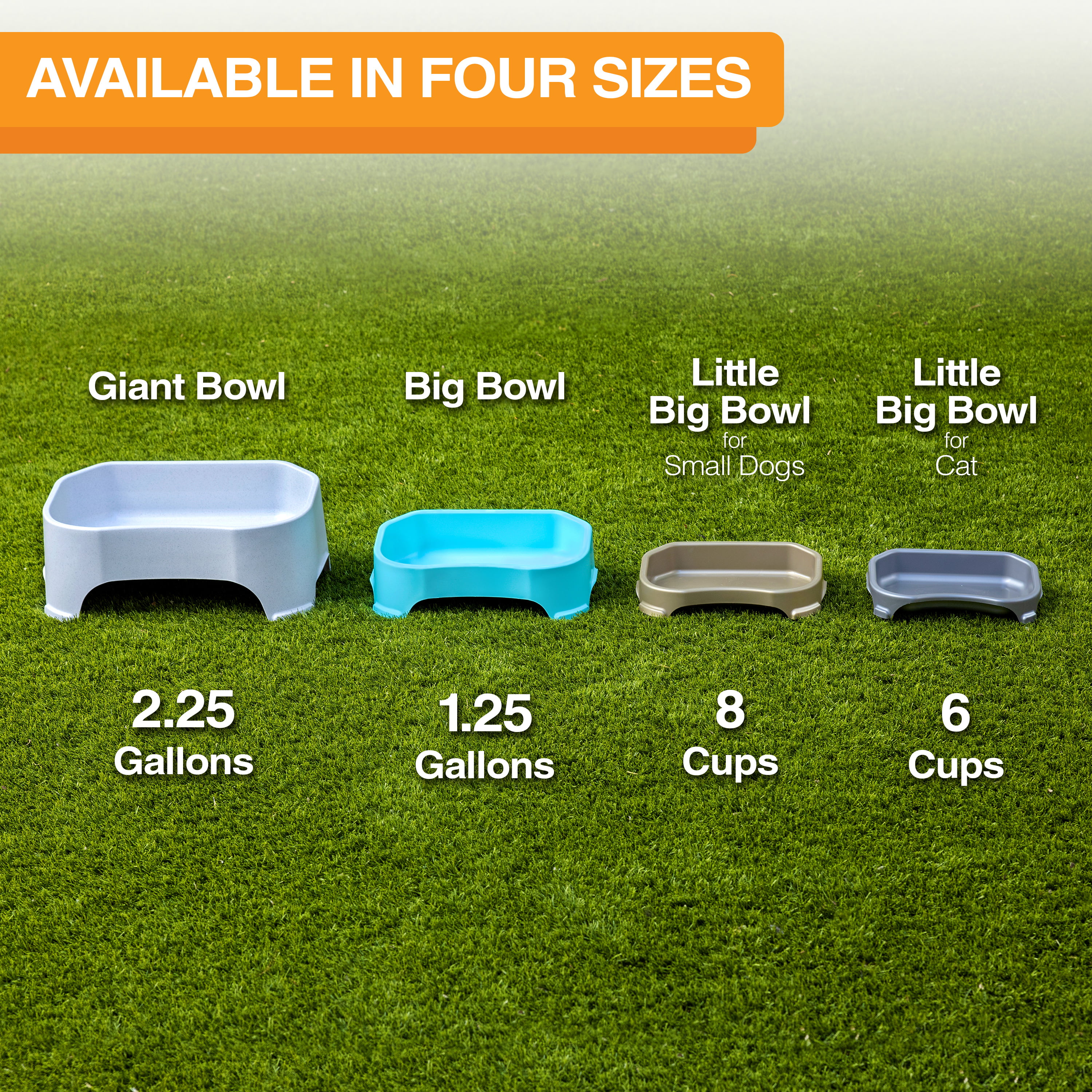 Neater Pet Brands Big Bowl with Leg Extensions Huge Jumbo Trough Style Dog Pet Water Dish (1.25 Gallons, Gunmetal)