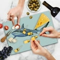 thumbnail image 4 of Shark Cutting Board, Large Reef Shark Swimming Futuristic Computerrt Underwater Design, Decorative Tempered Glass Cutting and Serving Board, Large Size, Blue Grey White, by Ambesonne, 4 of 5
