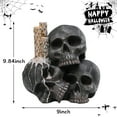 thumbnail image 4 of Large Halloween Skull Decor,LED Flameless Candles Table Centerpiece Lighted Candlestick with Skull Decoration,House Party Ornament Decoration with LED Light Up Eyes Desk Lamp for Cool Holiday, 4 of 8