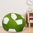 thumbnail image 2 of Ample Decor Soccer Leatherette Bean Bag Cover (Filler Not Included), Double Stitched, Ideal for Children and Teenagers - White and Green, 2 of 6