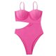 thumbnail image 1 of Nuevo traje de baño de una pieza de color sólido para mujer, sexy, con patrón de plástico, empalme adelgazante, 1 of 5