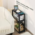 3Tier Small Narrow Wood Side Table with Charging Station, Skinny