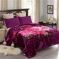 thumbnail image 2 of NC Thick Fleece Blanket - 2 Ply Reversible 520GSM Soft Plush Blanket Queen 75"x87",Purple, 2 of 6