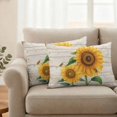 thumbnail image 2 of Vintage Sunflower Bee Pillow Covers 2 Pack Yellow Floral Wood Grain Farmhouse Pillowcase Waterproof Outdoor Throw Pillow Cover for Patio Balcony Rectangular Cushion 20”x12”, 2 of 9