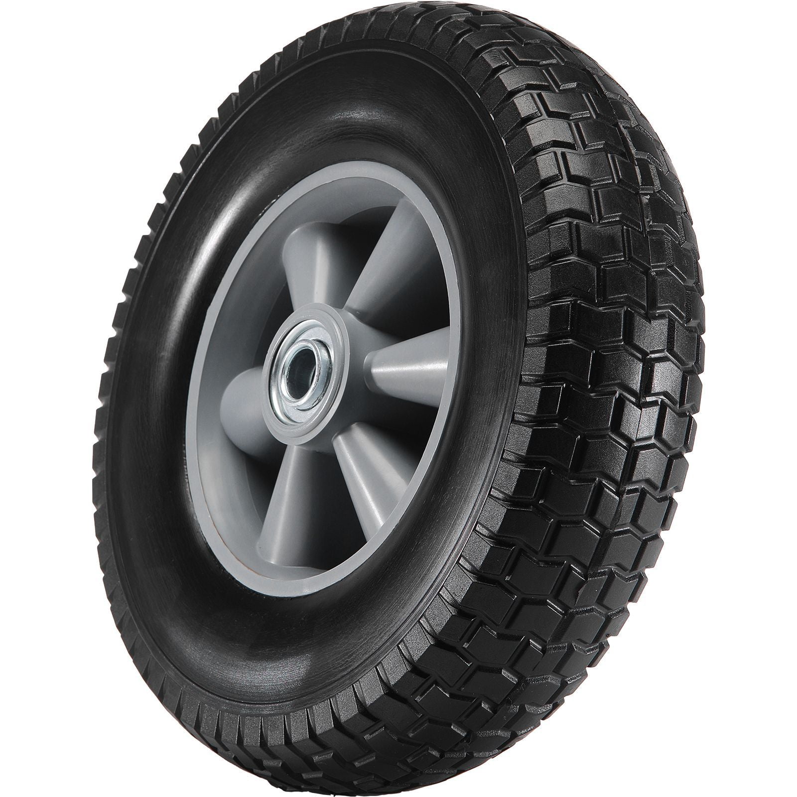 Solid PU Run-Flat Tire Wheel, 10", 2-Pack, 180 lbs Dynamic Load, 220 lbs Static Load, Flat Free Tubeless Tires and Wheels for Hand Truck, Utility Cart, Dollies, Garden Trailers, Various Carts