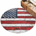 thumbnail image 2 of Round Area Rugs 3.3Ft, Vintage American Flag Non-Slip Washable Circle Rugs Carpet, Country Wooden USA Flag Indoor Outdoor Rug Floor Mats Throw Runner for Bedroom Living Room Bathroom, 2 of 8