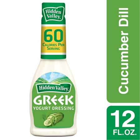 (2 Pack) Hidden Valley Greek Yogurt Cucumber Dill Salad Dressing & Topping, Gluten Free - 12 Oz Bottle