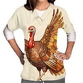 thumbnail image 3 of Feancey Nursing Shirts for Women Funny Turkey Print Scrub Tops Thanksgiving Short Sleeve V Neck Working T-Shirt Holiday Nurse Casual Loose Scrubs with Pockets Multicolor XXL, 3 of 7