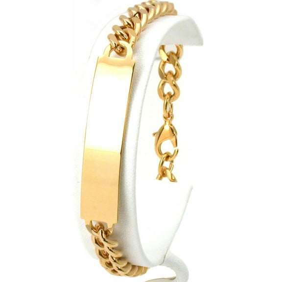 FindingKing Adult Unisex Gold Plated Medical ID Emergency Info Bracelet 8 1/2"