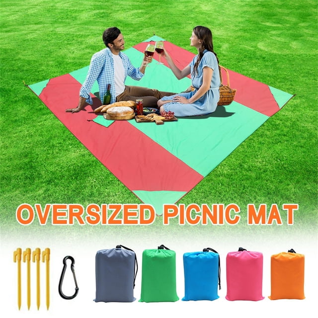 Beach Mat Picnic Blanket, Sandless Outdoor Rug, 106x83 Inch, Waterproof Design, Quick Drying Fabric, for Family Outings, Travel Camping, Durable Polyester, Lightweight Portable, Park