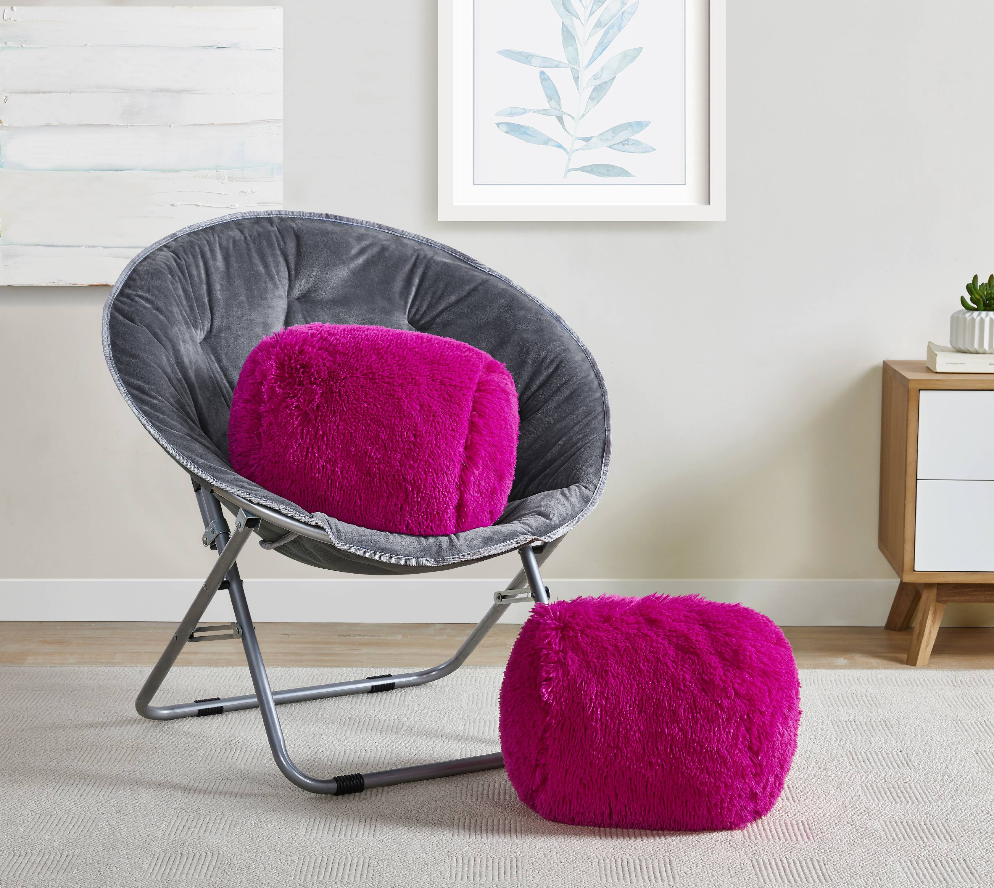 Mainstays Fluffy Faux Fur Decorative Pillow Set, 2 Pack, Fuchsia