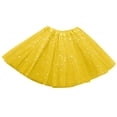 thumbnail image 2 of BiZtdJrK Womens Tutu Skirts Sparkly Mesh Elastic Waist Tulle Mini Skirt Glitter Pleated Dancing Ballet Skirts Summer Clothes Yellow Free Size, 2 of 4