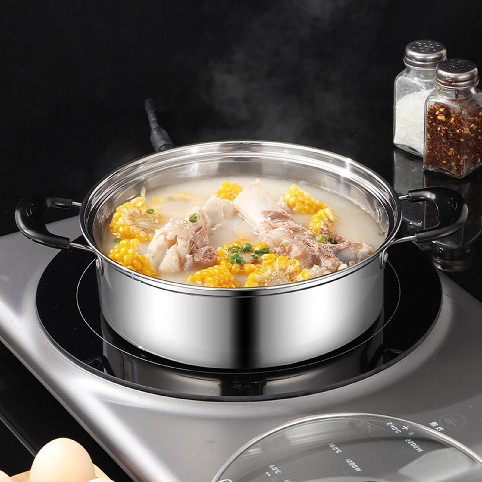 Egg Poacher Pan Nonstick 4 Eggs, Stainless Steel Poached Egg Maker Pot Egg Poaching Pan, Poached Egg Cooker Pot Multipurpose Stovetop Egg Poacher Pot for Multiple Stove Types