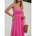 thumbnail image 4 of Vestido largo CUPSHE con cuello en V retorcido, sin mangas, rayón rosa intenso, 4 of 8