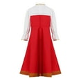 thumbnail image 4 of YONGHS Russian Girls Traditional Costume Puff Sleeve Princess Party Dress with Headpiece Red 5-6, 4 of 7