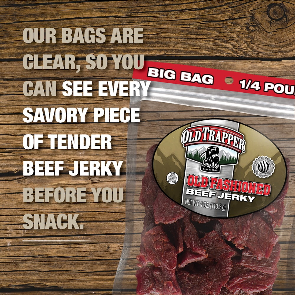 (3 pack) Old Trapper Beef Jerky, Old Fashioned Flavor, 4oz Resealable Package