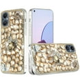 thumbnail image 2 of For Samsung Galaxy S24 Plus /S24+ Bling Crystal 3D Full Diamonds Luxury Sparkle Rhinestone Ornaments Hybrid Cover ,Xpm Phone Case [ Gold Swan Crown Pearl ], 2 of 7