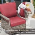 thumbnail image 4 of Yeahumalia 6-Piece Outdoor Patio Furniture Set, 2pcs High-Back Wicker Swivel Rocker and 3-Seater Sofa with 2pcs Ottomans, All-Weather Conversation Set for Porch, Bistro, Deck (Red)​, 4 of 13