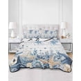 thumbnail image 2 of Quilts Twin Size Bedding Set, Blue Jellyfish Coastal Lightweight Quilted Comforter, Beach Starfish Nautical Coral Retro Soft Reversible Bedspread Coverlet with Pillow Covers for All Season, 68" x 86", 2 of 7