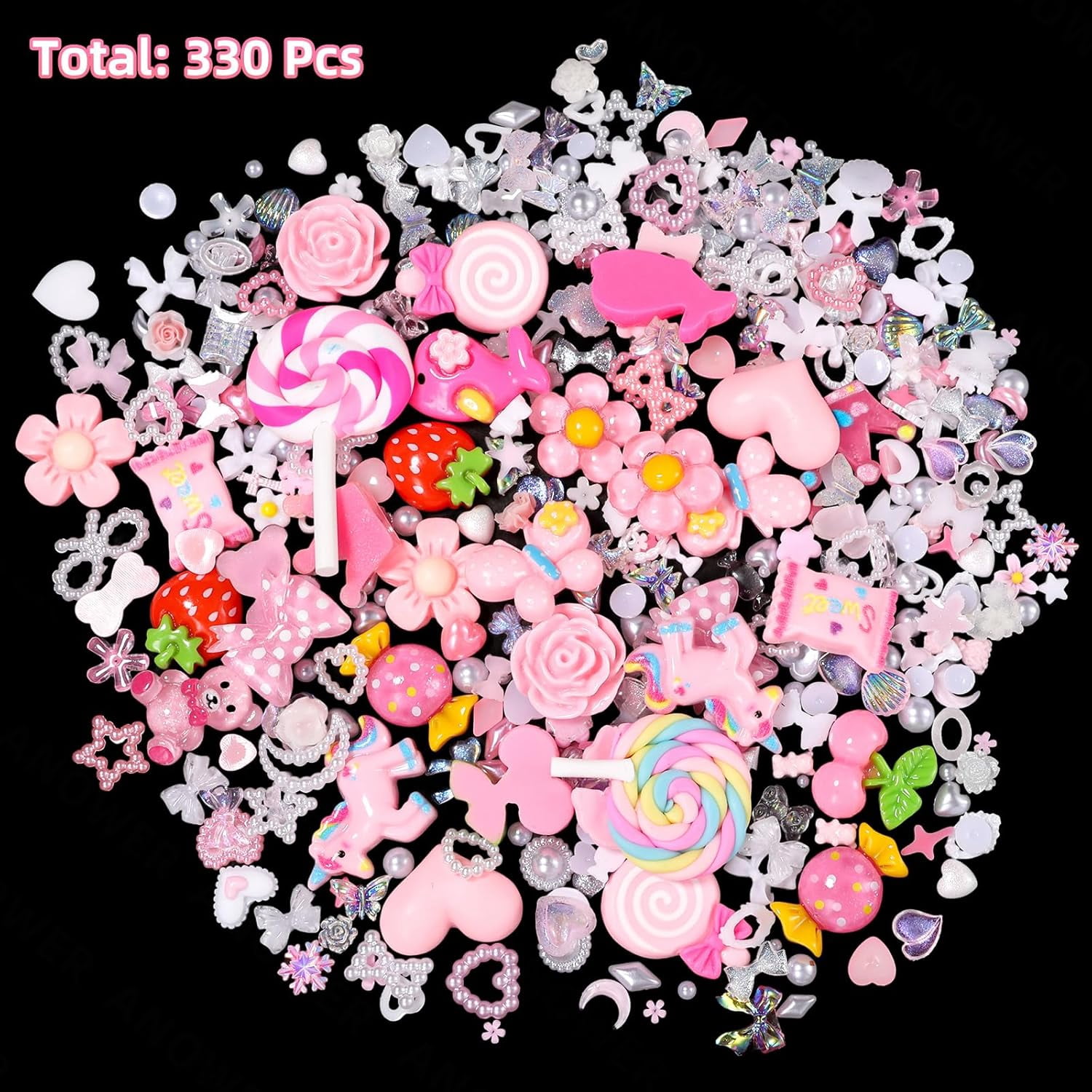 330 Pcs Junk Case Charms Kit, Junk Charms for Cases, Junk Phone Case Charm, Junk Case Kit Pink Charm Bulk Mixed Cute Slime Charms Set for DIY Crafts, Scrapbooking, Jewelry Making-S1