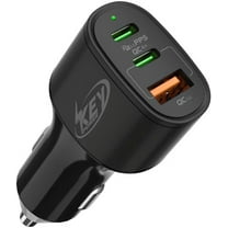 KeyPower 60W Dual USB C Car Charger & USB-A 3 Port Quick Charge Adapter, PD 3.0 QC 4  Fast Charging for iPhone iPad MacBook Pro Pixel Samsung Galaxy etc.