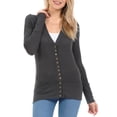 thumbnail image 2 of ClothingAve. Women's Long Sleeve Snap Button Sweater Cardigan w/ Ribbed Detail S~3X Female Plus Size Cardigan, 2 of 7